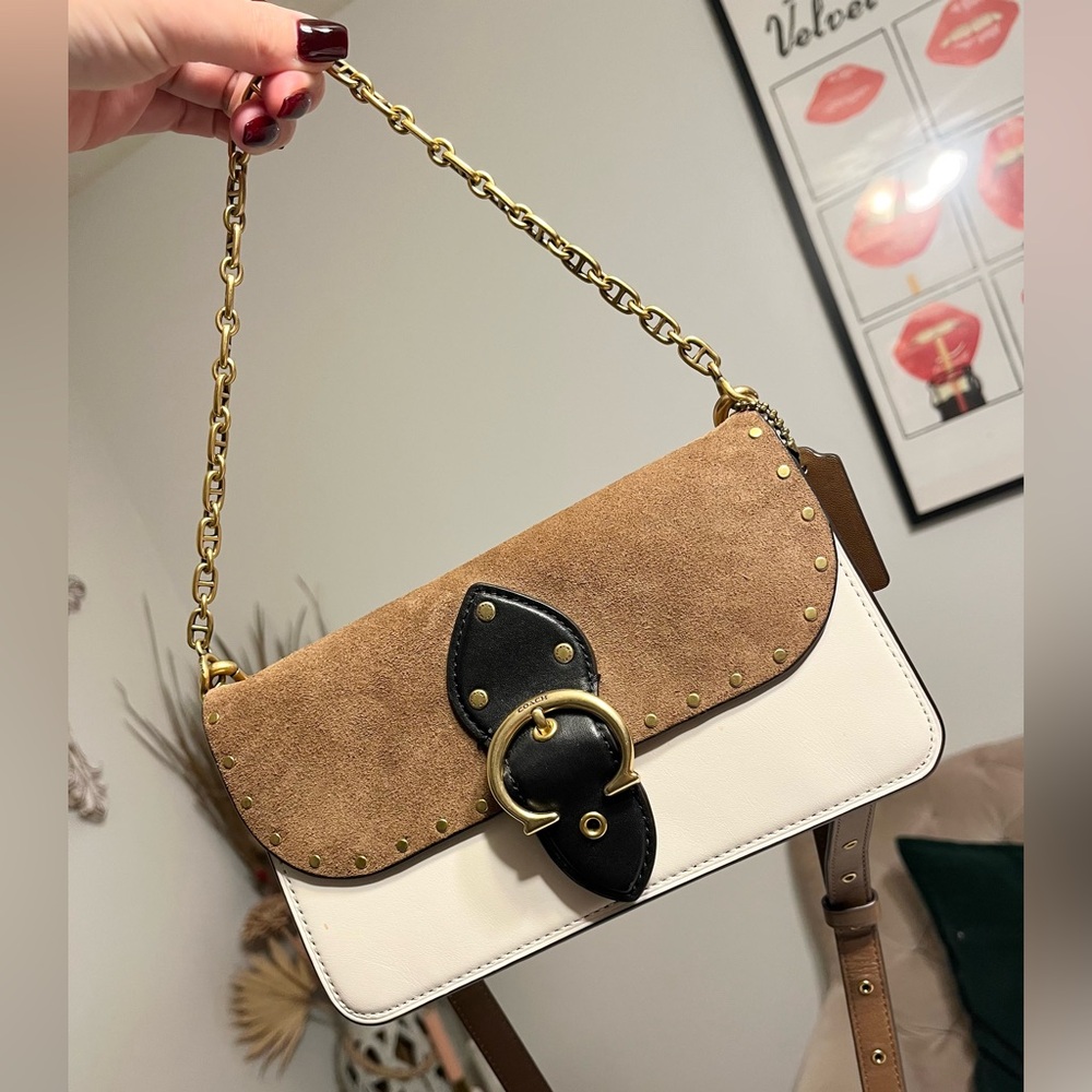 Coach tricolor crossbody with chains